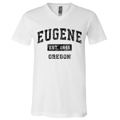 Eugene Oregon Or Vintage Established Sports V-Neck T-Shirt