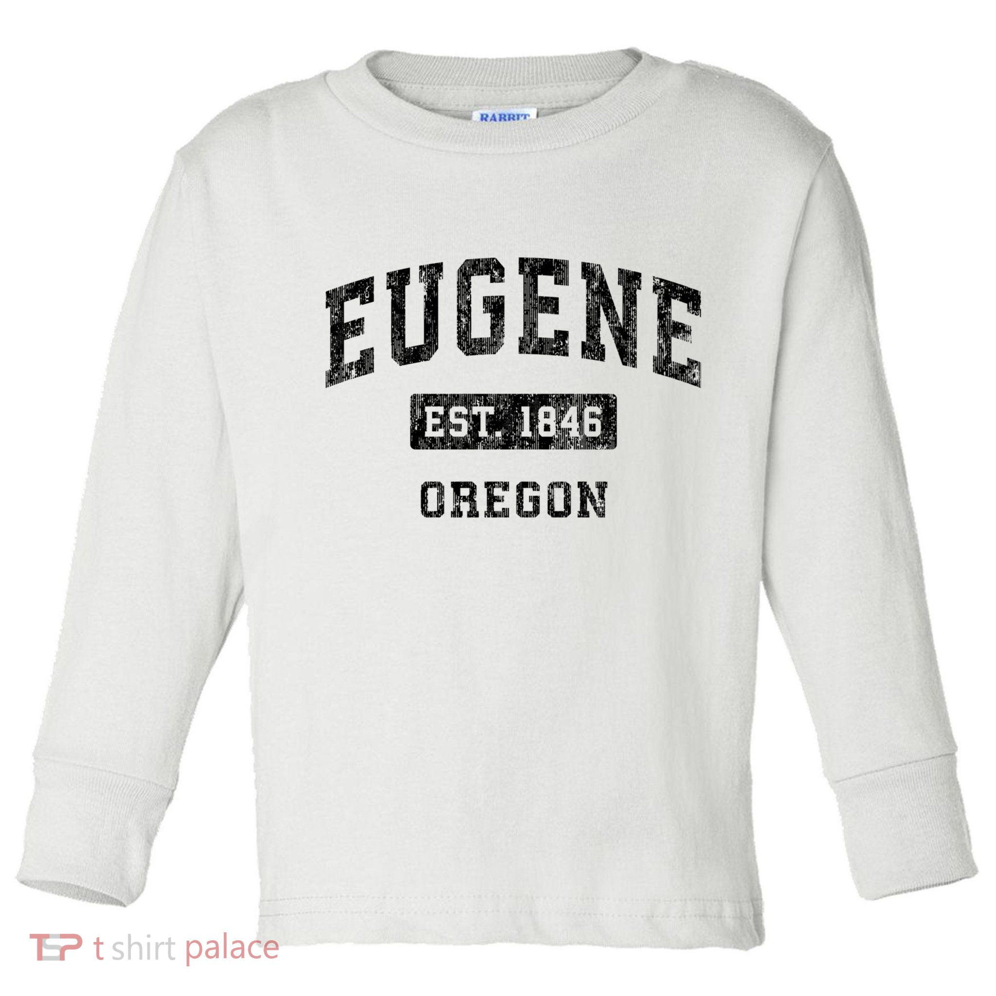 Eugene Oregon Or Vintage Established Sports Toddler Long Sleeve Shirt