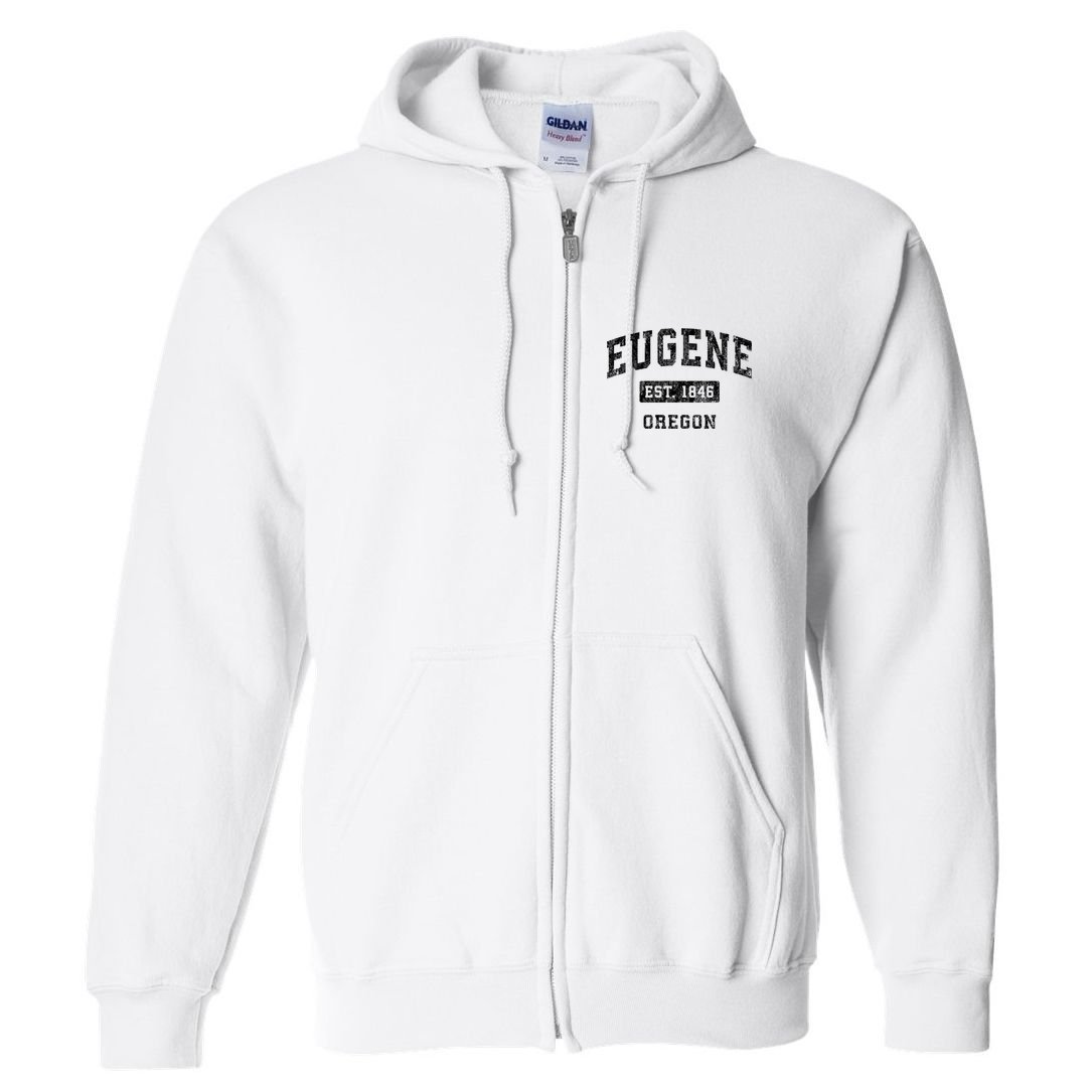 Eugene Oregon Or Vintage Established Sports Full Zip Hoodie