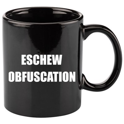 Eschew Obfuscation Obfuscate Funny Greek Sarcastic 11oz C Handle Ceramic Mug