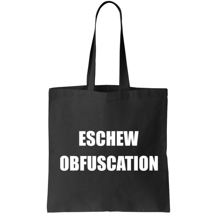 Eschew Obfuscation Obfuscate Funny Greek Sarcastic Bag