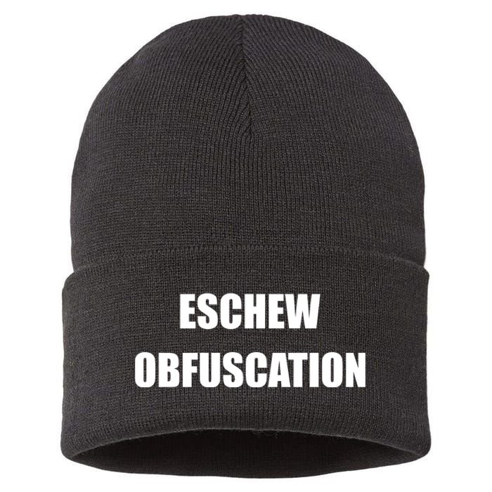 Eschew Obfuscation Obfuscate Funny Greek Sarcastic Sustainable Knit Beanie