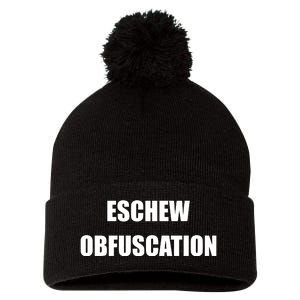 Eschew Obfuscation Obfuscate Funny Greek Sarcastic Pom Pom 12in Knit Beanie