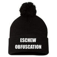 Eschew Obfuscation Obfuscate Funny Greek Sarcastic Pom Pom 12in Knit Beanie