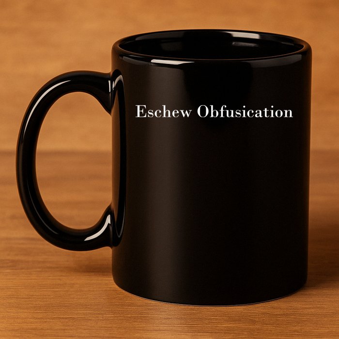 Eschew Obfuscation Obfuscate Classy Logo 11oz C Handle Ceramic Mug
