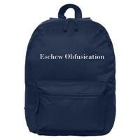 Eschew Obfuscation Obfuscate Classy Logo 16 in Basic Backpack