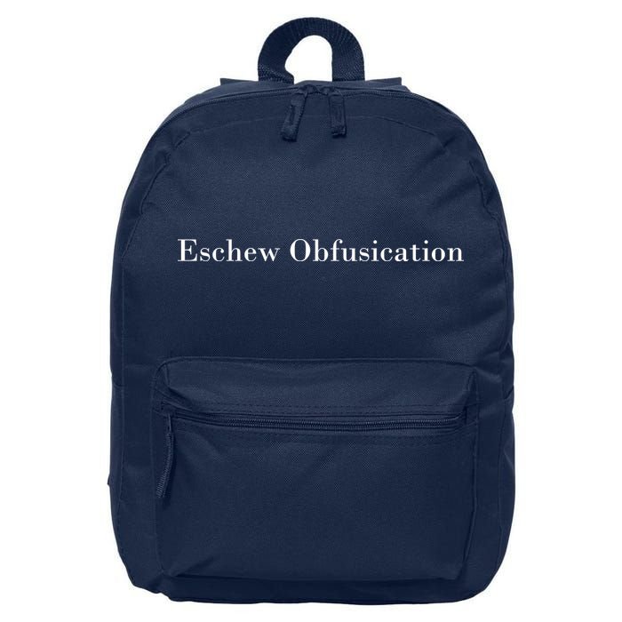 Eschew Obfuscation Obfuscate Classy Logo 16 in Basic Backpack