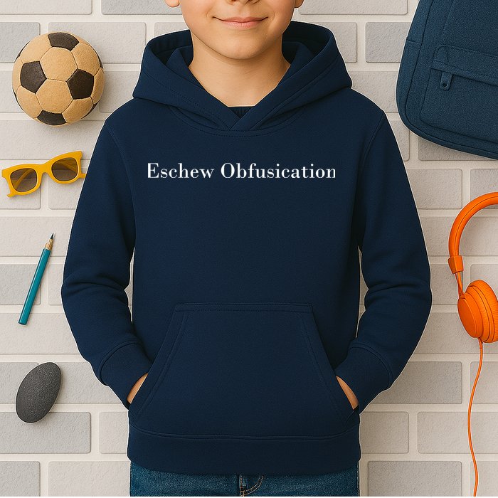 Eschew Obfuscation Obfuscate Classy Logo Kids Hoodie