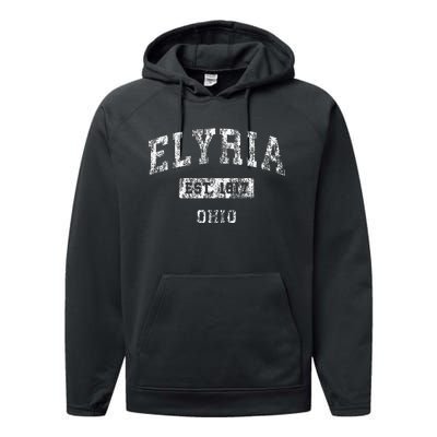 Elyria Ohio Oh Vintage Established Sports Performance Fleece Hoodie