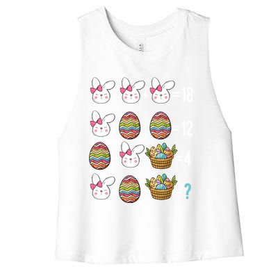 Easter Order Of Operations Quiz Math Teacher Easter Egg Hunt Funny Gift Women's Racerback Cropped Tank