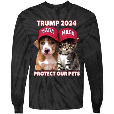 Eat Our Pets Cat Dog Maga Tie-Dye Long Sleeve Shirt