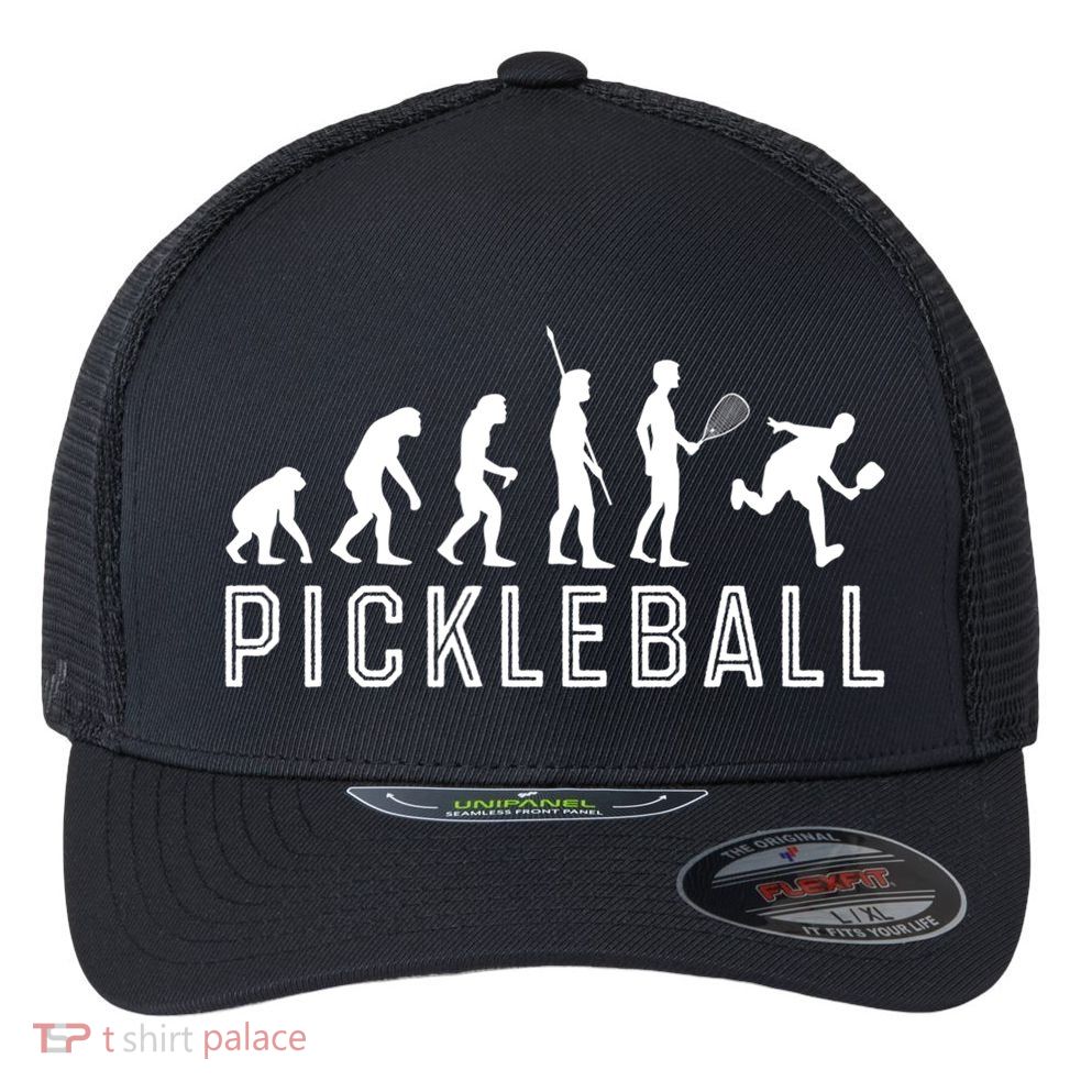 Evolution Of Pickleball TShirt Flexfit Unipanel Trucker Cap