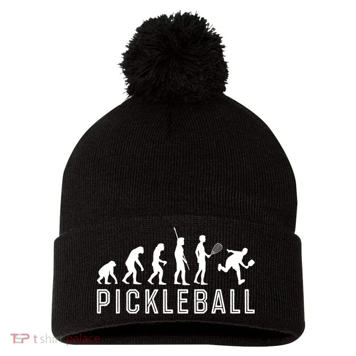 Evolution Of Pickleball TShirt Pom Pom 12in Knit Beanie