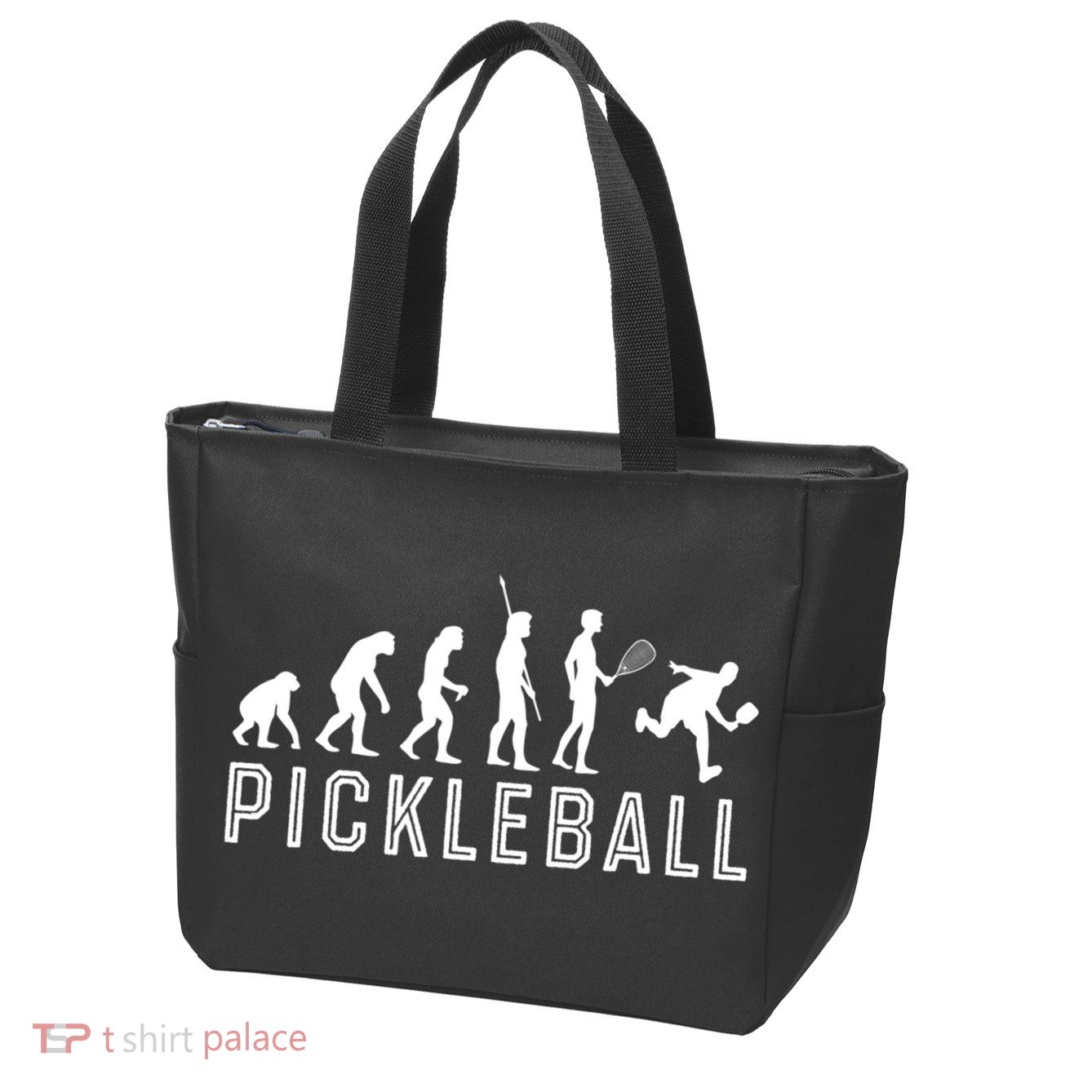 Evolution Of Pickleball TShirt Zip Tote Bag
