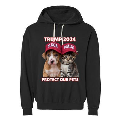 Eat Our Pets Cat Dog Maga Garment-Dyed Fleece Hoodie