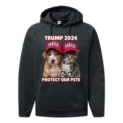 Eat Our Pets Cat Dog Maga Performance Fleece Hoodie