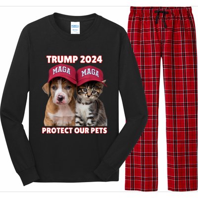 Eat Our Pets Cat Dog Maga Long Sleeve Pajama Set