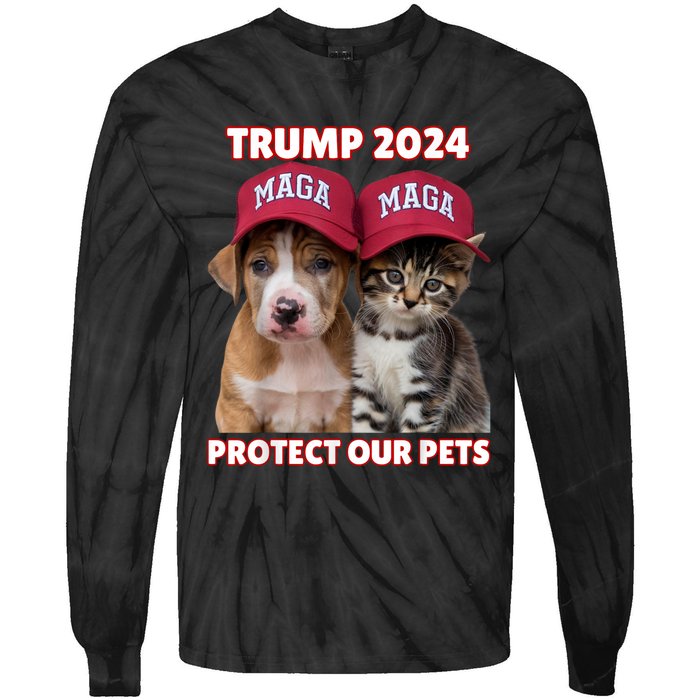 Eat Our Pets Cat Dog Maga Tie-Dye Long Sleeve Shirt