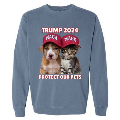 Eat Our Pets Cat Dog Maga Garment-Dyed Sweatshirt