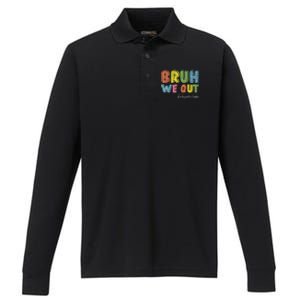 End Of School Year Kindergarten Teacher Summer Bruh We Out Gift Performance Long Sleeve Polo