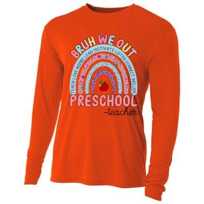 End Of School Year Rainbow Bruh We Out Preschool Teacher Meaningful Gift Cooling Performance Long Sleeve Crew