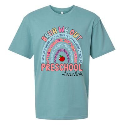 End Of School Year Rainbow Bruh We Out Preschool Teacher Meaningful Gift Sueded Cloud Jersey T-Shirt