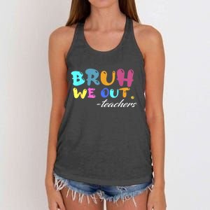 End Of School Year Summer Bruh We Out Teachers Gift Women's Knotted Racerback Tank