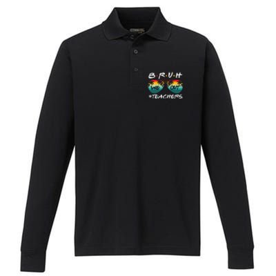 End Of School Year Teacher Summer Bruh We Out Performance Long Sleeve Polo