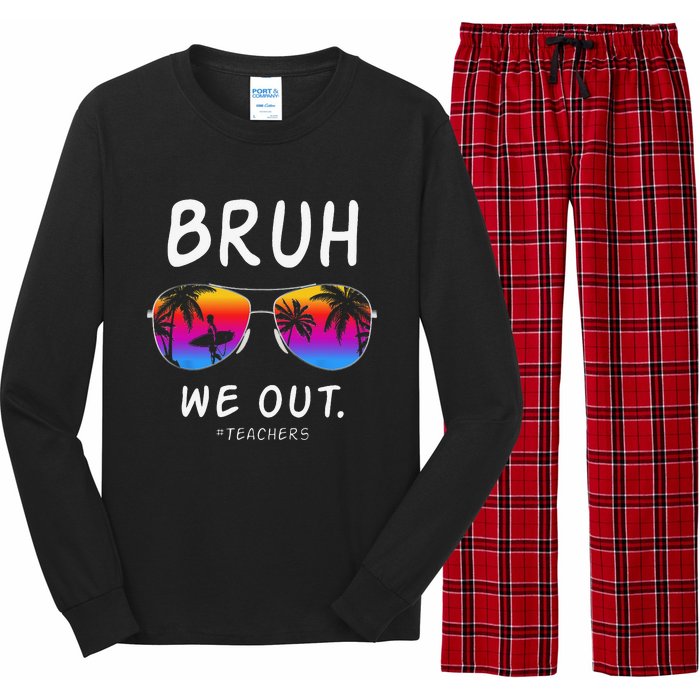 End Of School Rainbow Sunglasses Beach Bruh We Out Teachers Long Sleeve Pajama Set