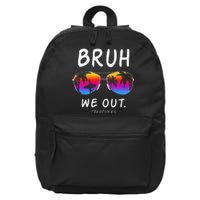 End Of School Rainbow Sunglasses Beach Bruh We Out Teachers 16 in Basic Backpack