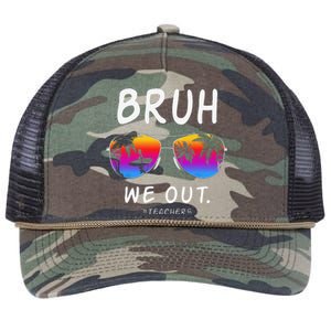 End Of School Rainbow Sunglasses Beach Bruh We Out Teachers Retro Rope Trucker Hat Cap