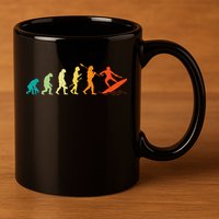 Evolution Of Surfers Surfboard Surfboarder Surfing 11oz C Handle Ceramic Mug
