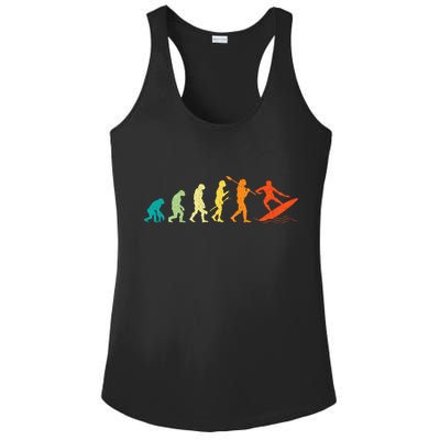 Evolution Of Surfers Surfboard Surfboarder Surfing Ladies PosiCharge Competitor Racerback Tank