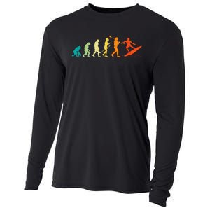 Evolution Of Surfers Surfboard Surfboarder Surfing Cooling Performance Long Sleeve Crew