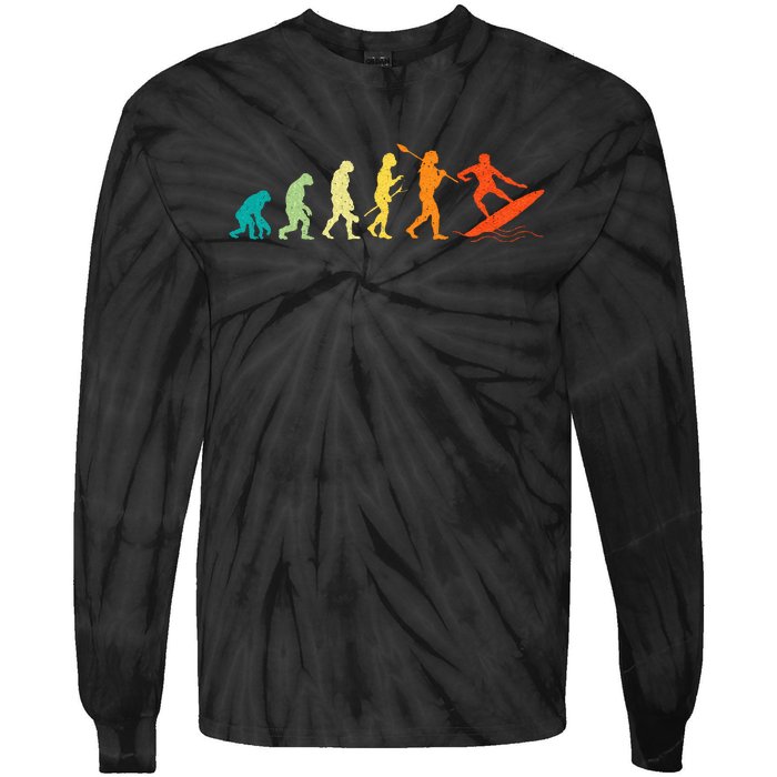 Evolution Of Surfers Surfboard Surfboarder Surfing Tie-Dye Long Sleeve Shirt