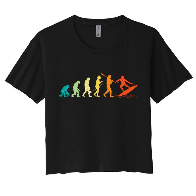 Evolution Of Surfers Surfboard Surfboarder Surfing Crop Top