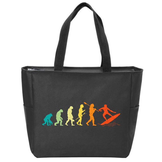 Evolution Of Surfers Surfboard Surfboarder Surfing Zip Tote Bag