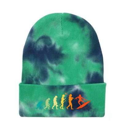 Evolution Of Surfers Surfboard Surfboarder Surfing Tie Dye 12in Knit Beanie