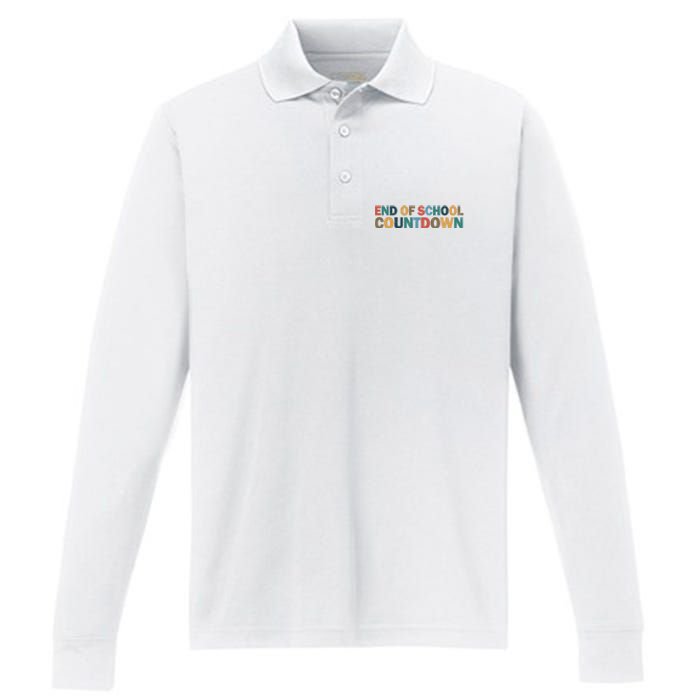 End Of School Countdown Summer Vibe Performance Long Sleeve Polo