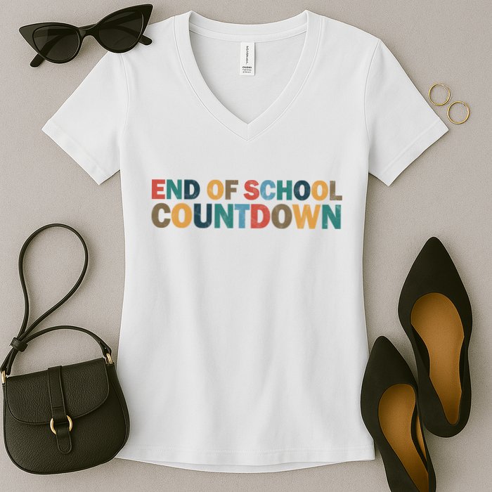 End Of School Countdown Summer Vibe Women's V-Neck T-Shirt