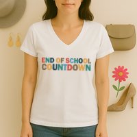 End Of School Countdown Summer Vibe Women's V-Neck T-Shirt