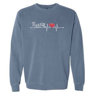 Evolution Of Skiing Player Skier Ekg Heartbeat Fans Lover Gift Garment-Dyed Sweatshirt