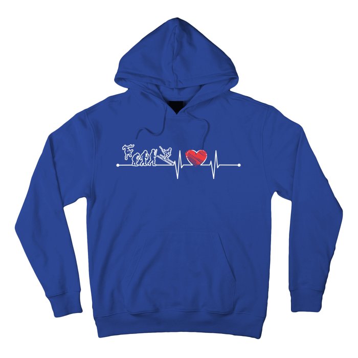 Evolution Of Skiing Player Skier Ekg Heartbeat Fans Lover Gift Hoodie