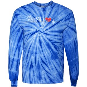 Evolution Of Skiing Player Skier Ekg Heartbeat Fans Lover Gift Tie-Dye Long Sleeve Shirt