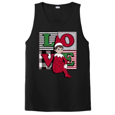 Elf On The Shelf Christmas Love Stacked Plaid Squares Logo PosiCharge Competitor Tank