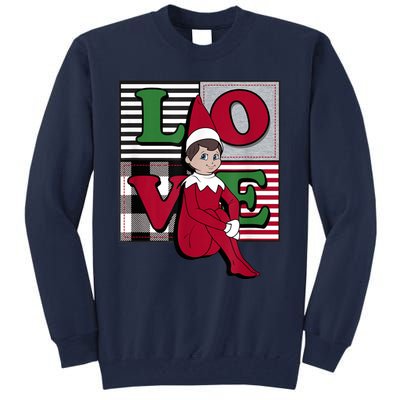 Elf On The Shelf Christmas Love Stacked Plaid Squares Logo Tall Sweatshirt