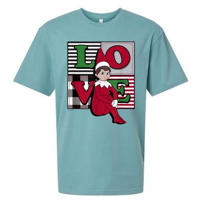 Elf On The Shelf Christmas Love Stacked Plaid Squares Logo Sueded Cloud Jersey T-Shirt