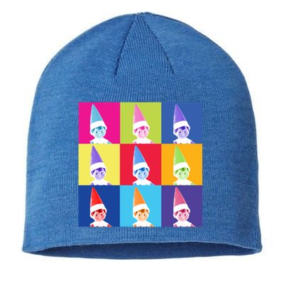 Elf On The Shelf Christmas Pop Color Elf Portrait Squares Gift Sustainable Beanie