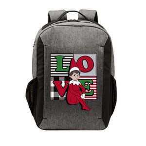 Elf on the Shelf Christmas Love Stacked Plaid Squares Logo  Vector Backpack