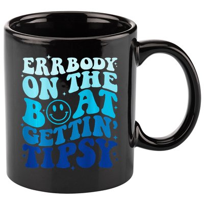 Errbody On The Boat Gettin Tipsy Retro Summer Waving 11oz C Handle Ceramic Mug